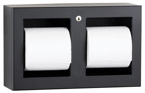 Matte Black Recessed Toilet Paper Roll Holder Wall Mount Ba