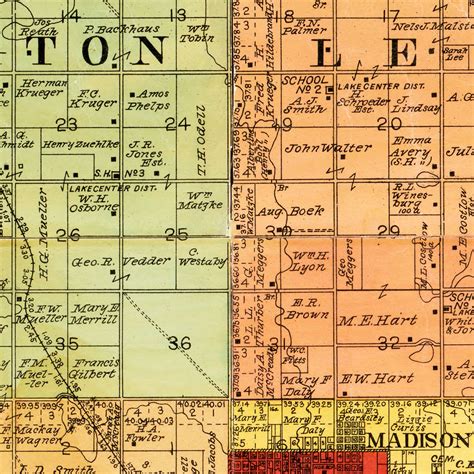 Vintage Map Of Lake County South Dakota 1899 By Teds Vintage Art