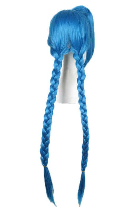 120cm lol loose cannon jinx blue long cosplay woman wigs anime cosplay