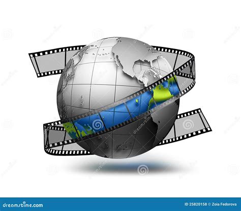 Globe With Film Strip Stock Illustration Illustration Of Photograph