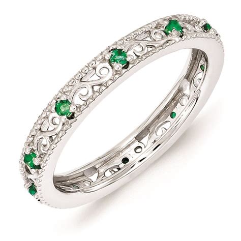Explore our catalogue and get inspired by our stones rings collection! Sterling Silver Stackable Ring Created Emerald stones May ...