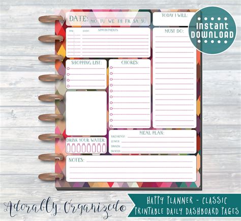 Happy Planner Printable Daily Planner Refills Inserts X Free