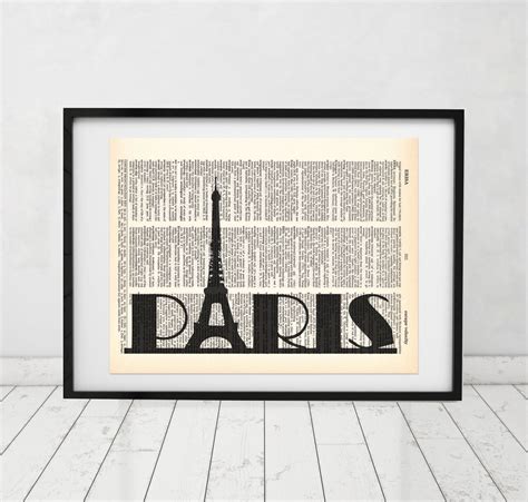 Paris Typography With Eiffel Tower Dictionary Art Print