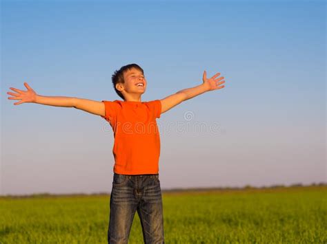 Happy Person In The Nature With Raised Arms Stock Photo Image Of