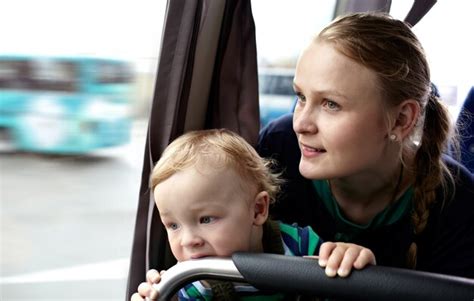 Premium Photo Mother And Son Travel By Bus