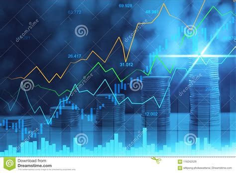 Stock Market Or Forex Trading Graph In Graphic Double Exposure Stock