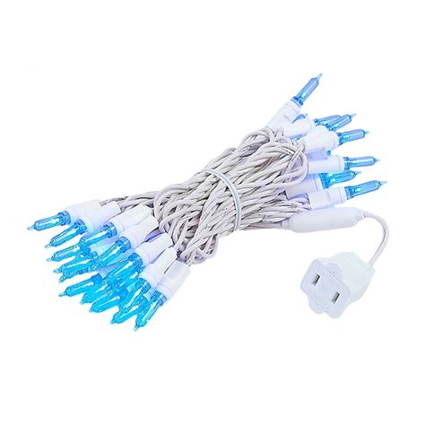 Blue 35 Light Traditional Candle Tip Led Christmas Lights On White Wire