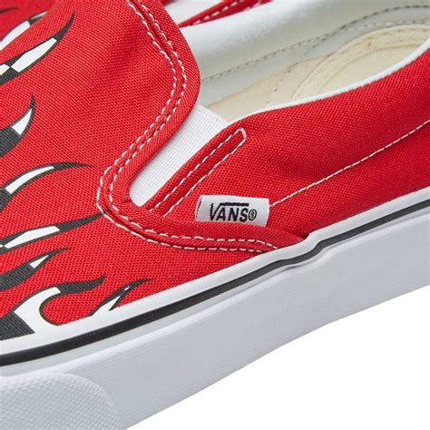 Vans Classic Slip On Checker Flame Racing Red And True White End