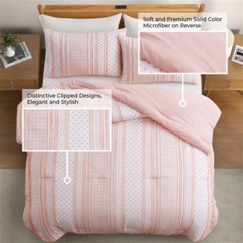 Year Round Warmth Clipped Comforter Set Soft Microfiber Fullqueen