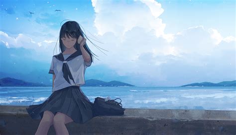 1336x768 Sad Anime Girl Walking Hd Laptop Wallpaper Hd Anime 4k