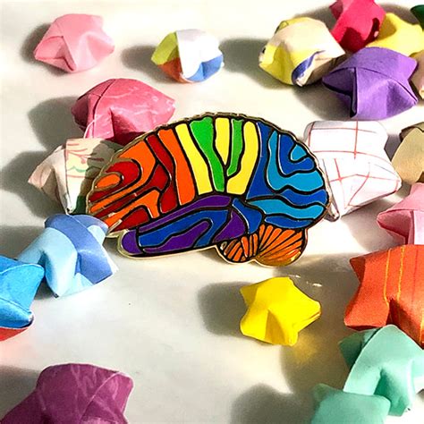Brilliant Brain Pins Rainbow Too Design By Artist Laura Bundesen Neuro Art To Inspire And Motivate