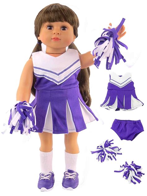 60off Purple And White Doll Cheerleader Cheerleading Outfit Uniform Fits 18 American Girl