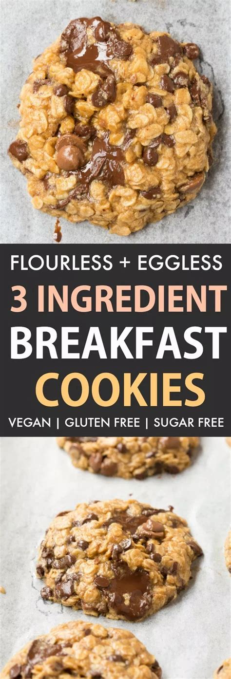 Rolled oats, banana, and peanut butter are combined to make thick and chewy cookies. 3 Ingredient Oatmeal Breakfast Cookies (Vegan, Gluten Free ...