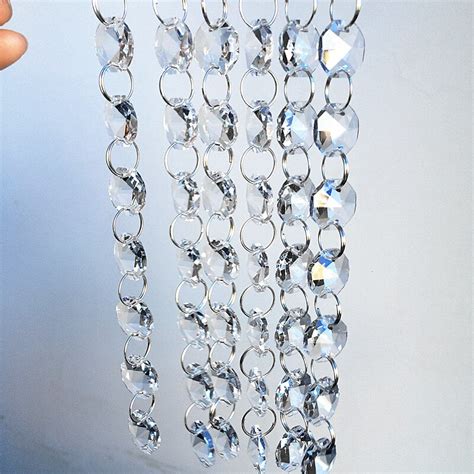 100pcslot 150mm H Crystal Octagon Beads Garlands Strands Clear Glass