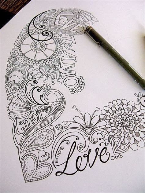 The Words Beautiful Doodles Art Ideas Love Are On Top Of A Paper With A Pen