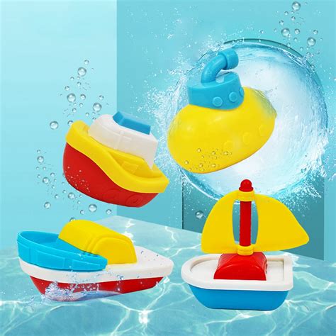 Bangcool 4pcs Bath Toy Floating Boat Bathtub Toy Shower Toys For Baby