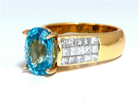 650ct Natural Blue Zircon Diamond Ring 18 Karat Etsy