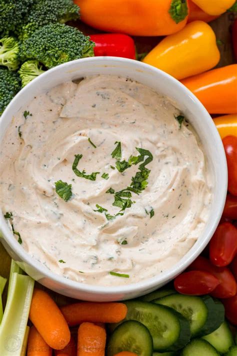 Veggie Dip Surrounded By Fresh Vegetables