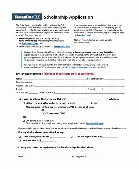 Scholarship Application Form Template Unique 41 Application Templates