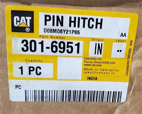 Oem Genuine Cat Caterpillar Steel Linkage Pin Model 301 6951 New Nib