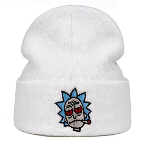 Rick And Morty Beanie Rick Smoking Hats Elastic Brand Embroidery Warm