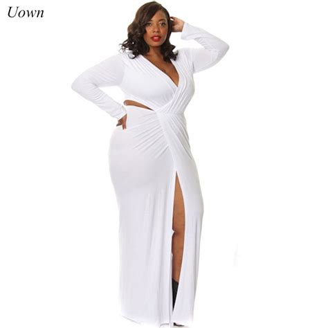 2018 Sexy White High Slit Maxi Dress Women Plus Size Bandage Long Dress