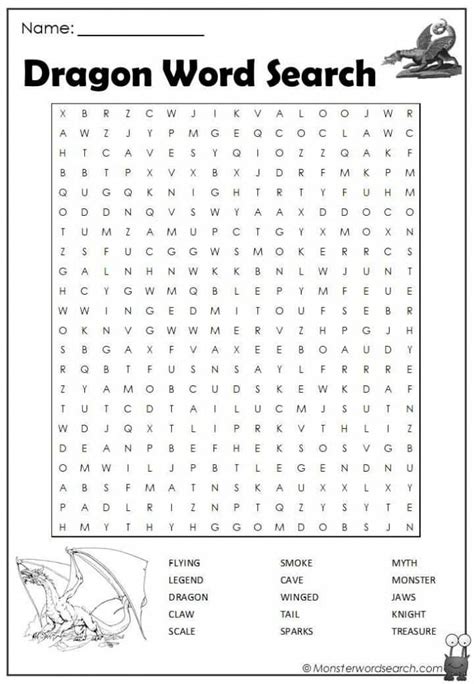 Dragon Word Search Monster Word Search