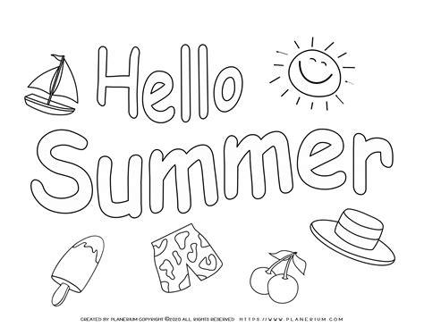 Summer Coloring Page Hello Summer Planerium
