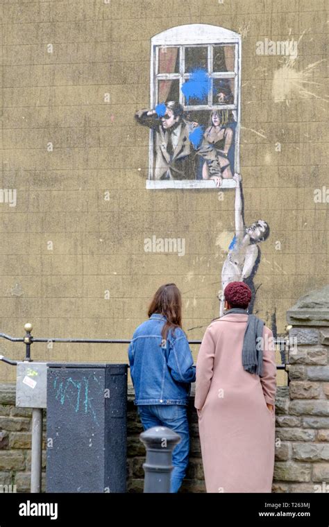 Banksy Mural Well Hung Lover At The Bottom Of Park St Bristol Uk Stock