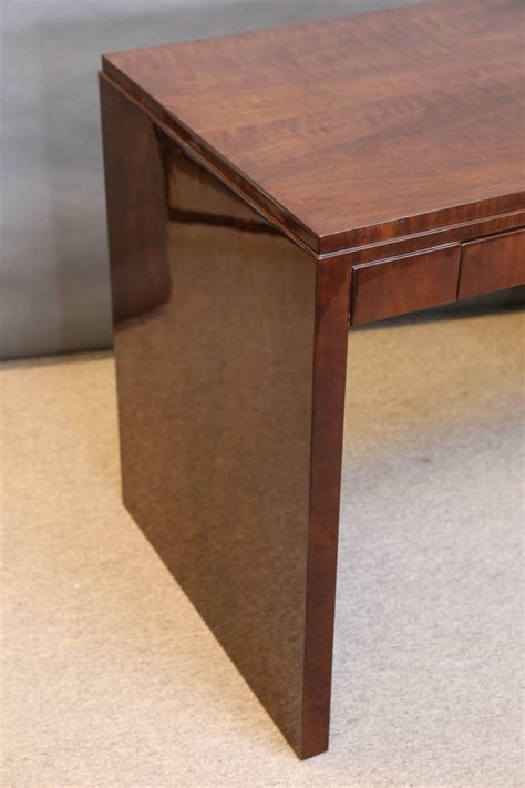 Curved French Art Deco Desk In Walnut At 1stdibs