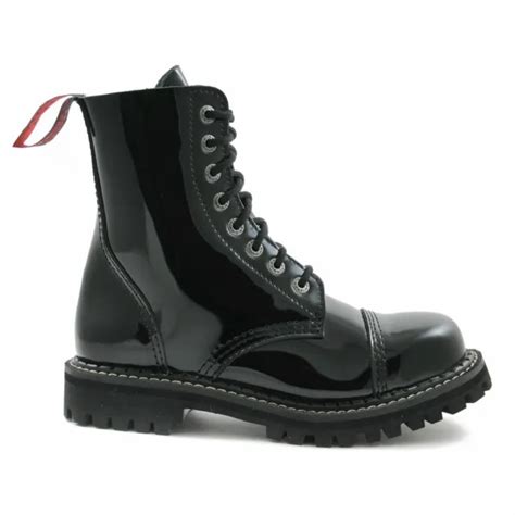 angry itch boots 8 hole combat boots black patent leather ranger steel toe punk £29 00 picclick uk