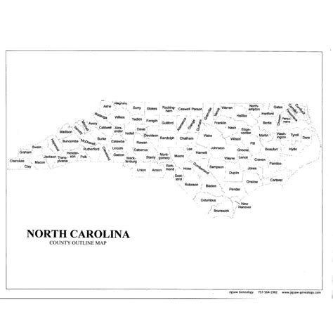 North Carolina County Map Jigsaw Genealogy