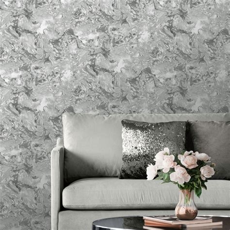 Elixir Marble Silver Wallpaper Harry Corry Limited
