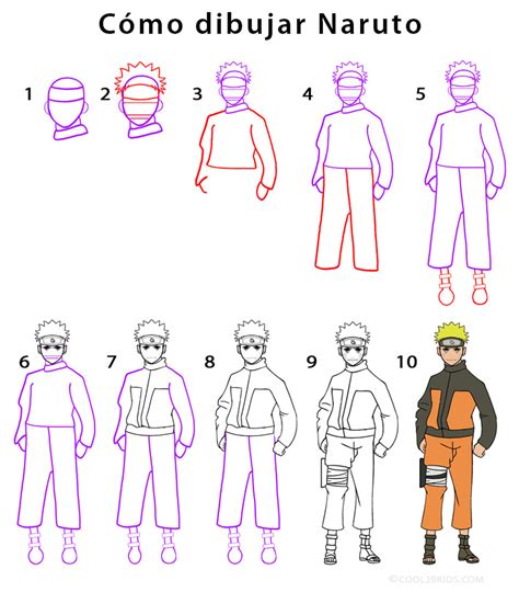 Como Dibujar A Naruto Facil Las Lineas Celestes Y Rojas Que Veas En El