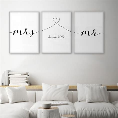 Mrs Mr Love Quotes Poster Minimal Wall Art Canvas Print Couple