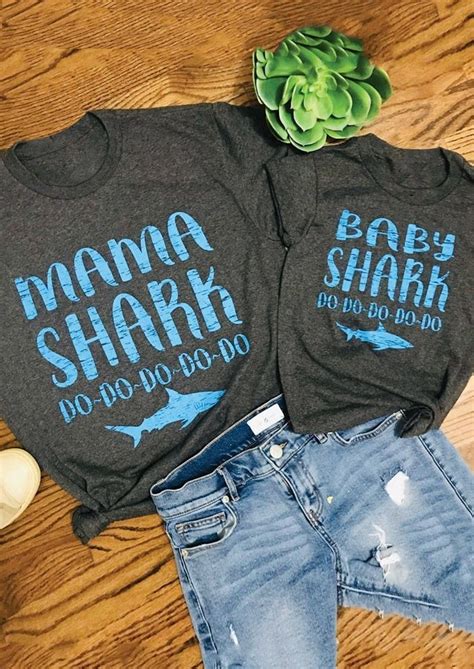 Mommy And Me Mama Shark Baby Shark T Shirt Tee Fairyseason Shark