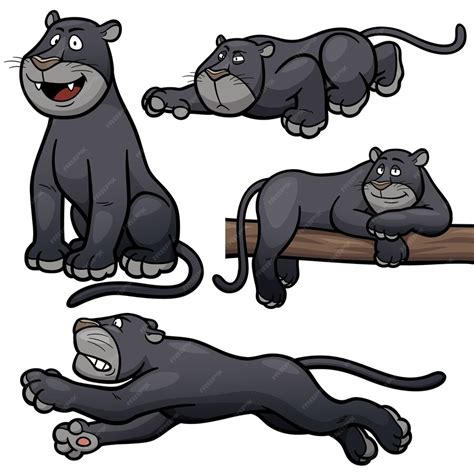 Premium Vector Cartoon Black Panther Character