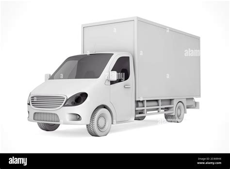White Clay Style Commercial Industrial Cargo Delivery Van Truck On A