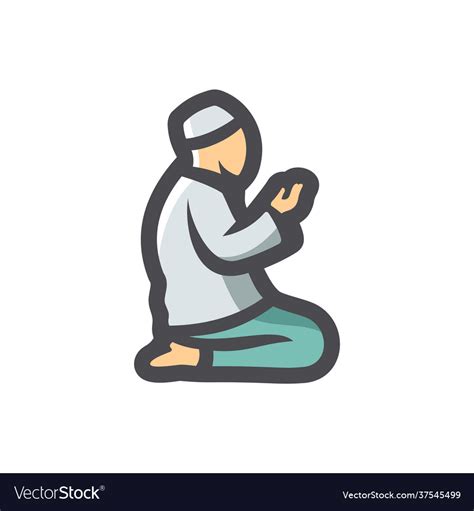 Muslim Prayer Pray Icon Cartoon Royalty Free Vector Image
