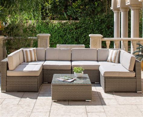 SOLAURA Outdoor Furniture Set 7-Piece Wicker Furniture Modular