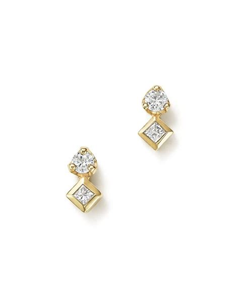 Zoë Chicco 14K Yellow Gold Prong and Bezel Diamond Stud Earrings