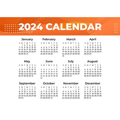 2024 Calendar Ready To Print Vector New Year Calendar 2024 Png And