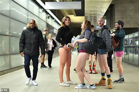 Commuters Strip Off To Their Pants For The Annual No Trousers On The Tube Ride Daily Mail Online