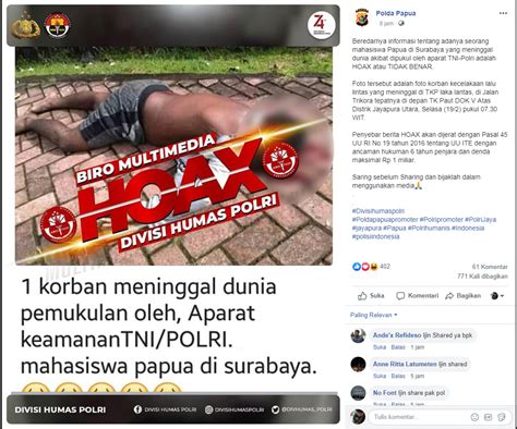 [klarifikasi] Polisi Sebut Foto Mahasiswa Papua Di Surabaya Tewas Dipukuli Hoaks Turnbackhoax Id