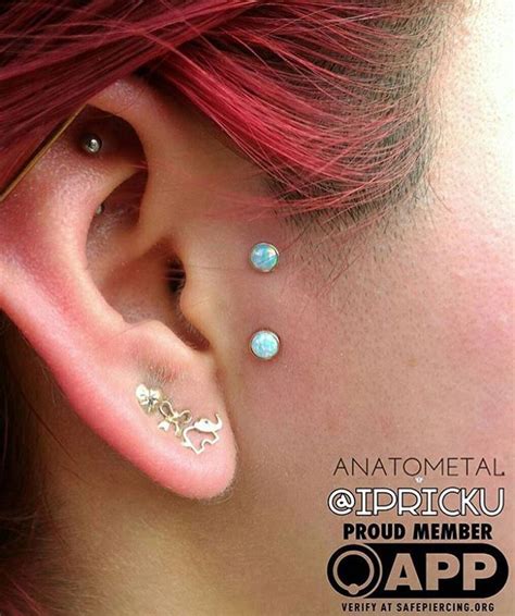 Sideburn Surface Piercing With Beautiful Mm Rose Gold White Opal
