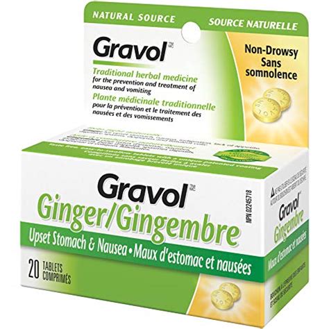 Certified Organic Ginger Gravol Natural Source 20 Tablets