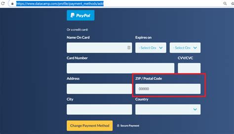 Using a debit card for an online purchase is much the same as using a credit card: ZIP / Postal Code for DataCamp Payment Method - Support ...