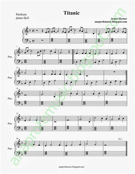 Anaprofemusic Partitura Bso Titanic Para Piano Fácil