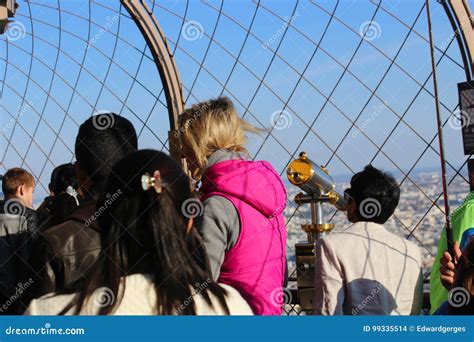 Tourists At Eiffel Tower Paris Editorial Stock Image Image Of