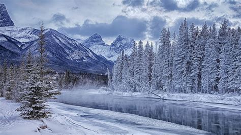 Snow River Winter Landscape Wallpaper Full Hd Media File